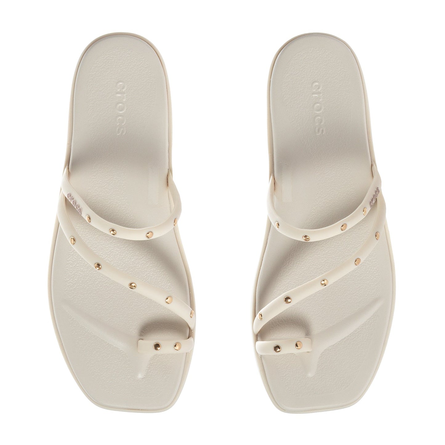 Crocs Women's Studded Miami Toe Loop Sandal - Almond Tint